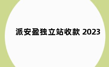 派安盈独立站收款 2023